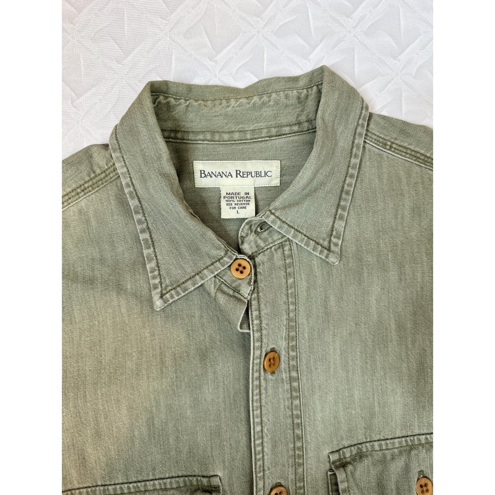 VTG Banana Republic Mill Valley Safari Shirt LARGE Outdoor Travel 80s Workwear - Picture 4 of 5